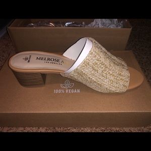 Melrose Ave Vegan Raffia Block Heel Slide Sandal